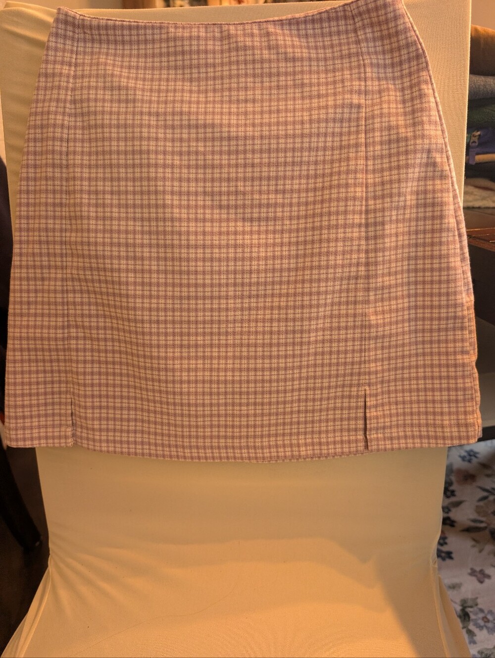 Brandy Melville Lavender Pink Plaid Mini Skirt